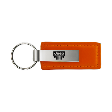 Jeep Grill Leather Key Fob in Orange