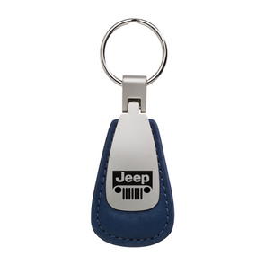 Jeep Grill Leather Teardrop Key Fob in Blue