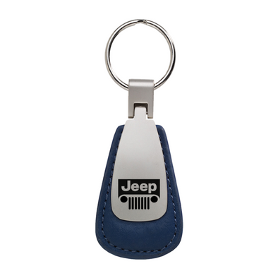 Jeep Grill Leather Teardrop Key Fob in Blue