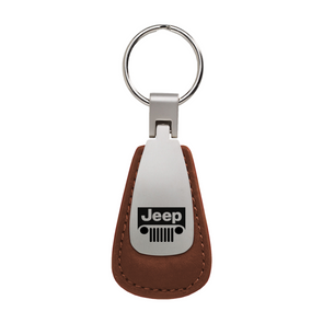 Jeep Grill Leather Teardrop Key Fob in Brown