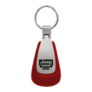 Jeep Grill Leather Teardrop Key Fob in Red