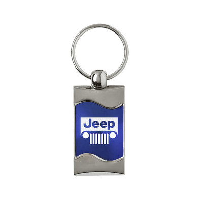 Jeep Grill Rectangular Wave Key Fob in Blue