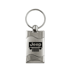 Jeep Grill Rectangular Wave Key Fob in Silver