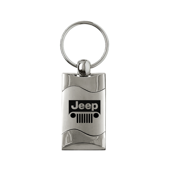 Jeep Grill Rectangular Wave Key Fob in Silver