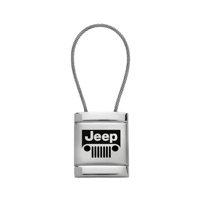 Jeep Grill Satin-Chrome Cable Key Fob in Silver