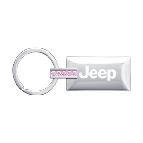 Jeep Jeweled Rectangular Key Fob in Pink