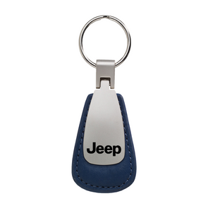 Jeep Leather Teardrop Key Fob in Blue
