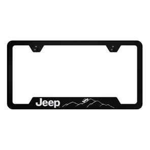 Jeep Mountain Cut-Out Frame - Laser Etched Black