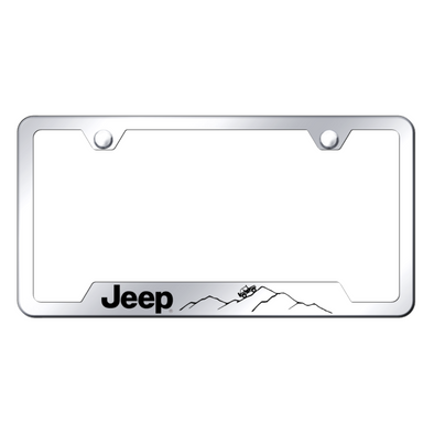 Jeep Mountain Cut-Out Frame - Laser Etched Mirrored