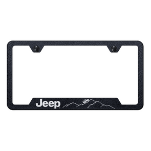Jeep Mountain Cut-Out Frame - Laser Etched Rugged Black