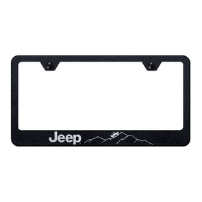 Jeep Mountain Stainless Steel Frame - Etched Rugged Black