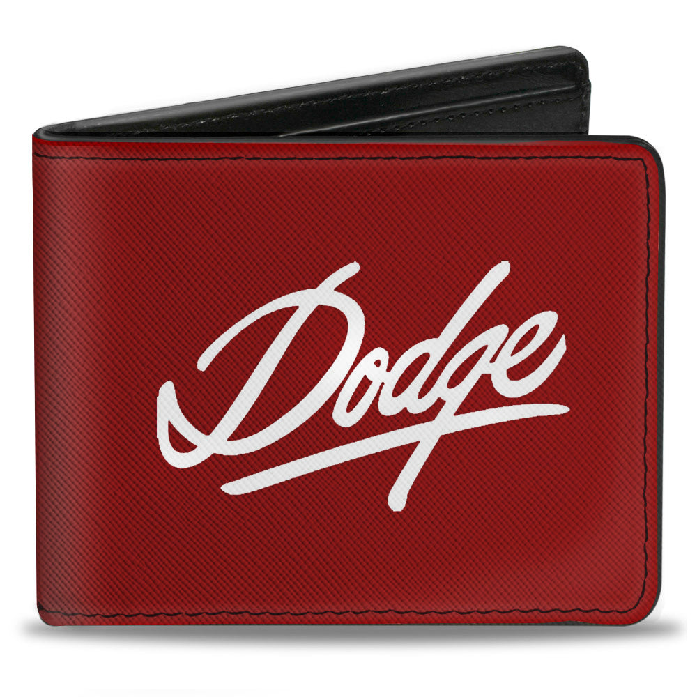 Dodge Emblem Script Burgundy & White Bi-Fold Wallet