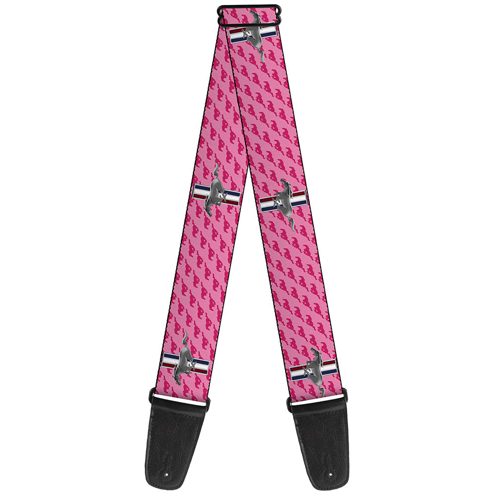 Ford Mustang Tri-Bar Pink Logo Guitar Strap