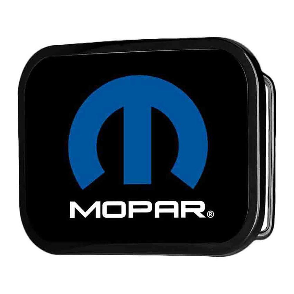 Mopar Logo Framed Black & Blue Chrome Rock Star Buckle