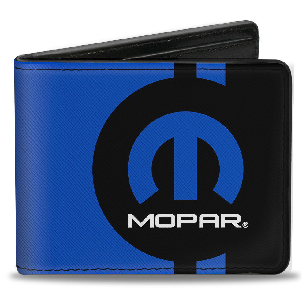 Mopar Logo Stripe Black & Blue Bi-Fold Wallet