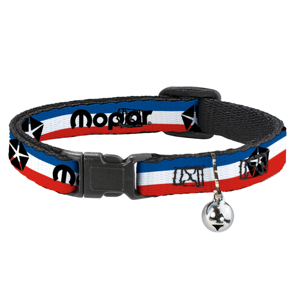 Chrysler Mopar Stripe Red White & Blue Cat Collar Breakaway with Bell - Narrow Fits 8.5-12"