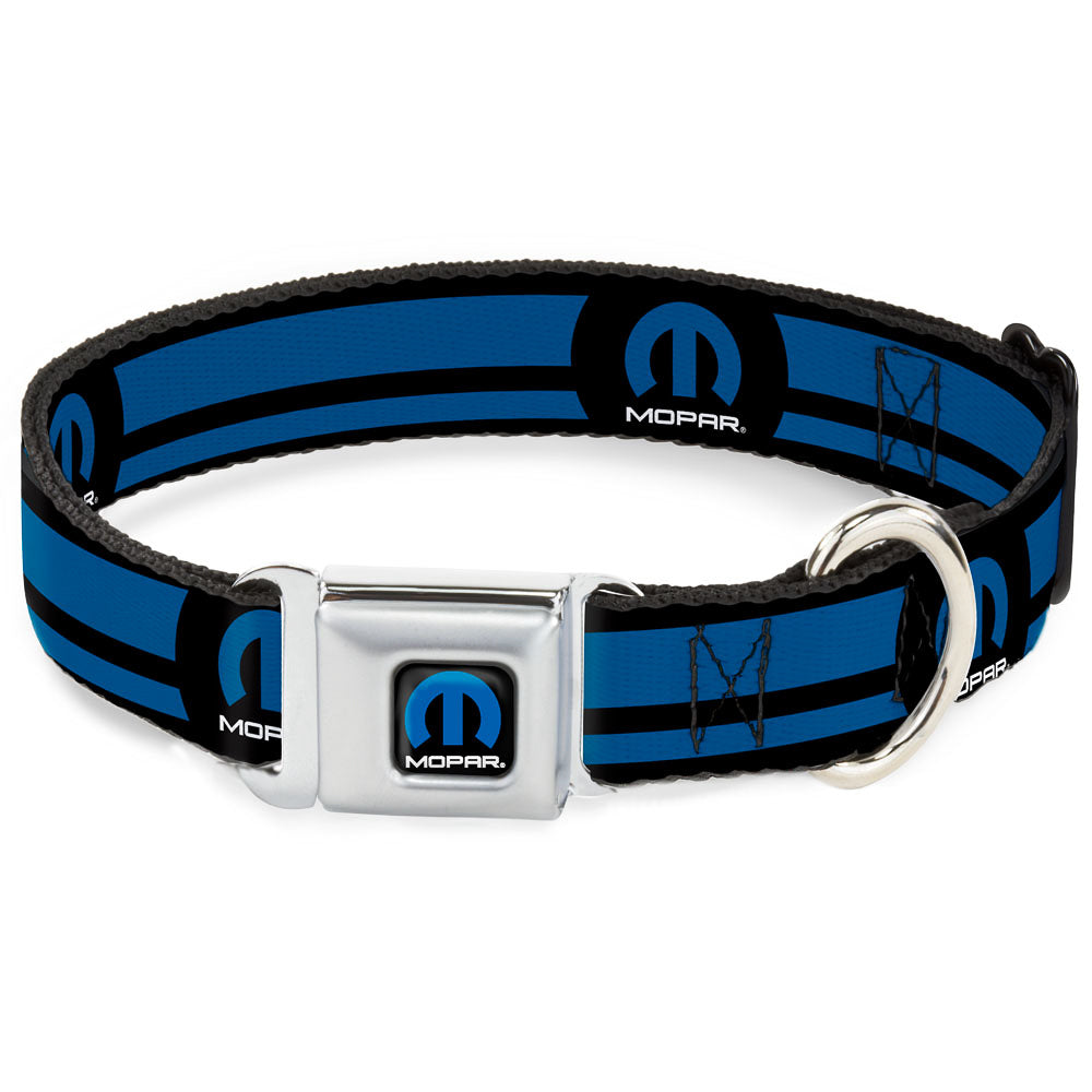 Mopar Logo Striped Black & Blue Seatbelt Buckle Collar