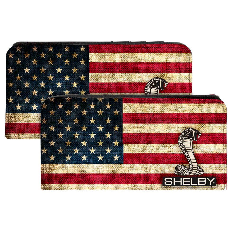 Shelby Cobra Tiffany Box American Flag Canvas Snap Wallet