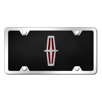 Lincoln Vertical (Red Fill) Acrylic License Plate Kit - Chrome on Black