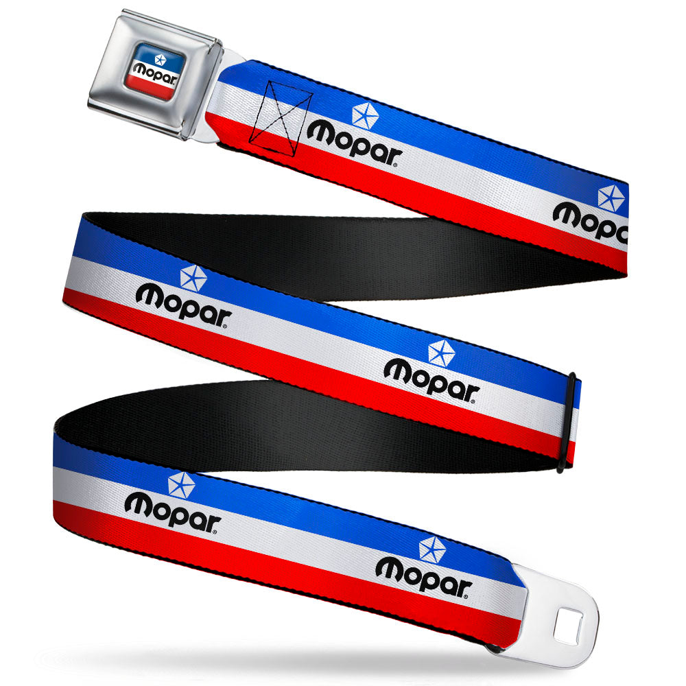 Mopar Chrysler Logo Red White & Blue Stripes Seatbelt Belt