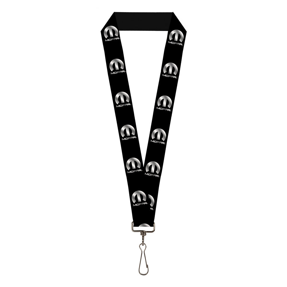 Mopar Logo Black & Silver Gradient Lanyard - 1.0"