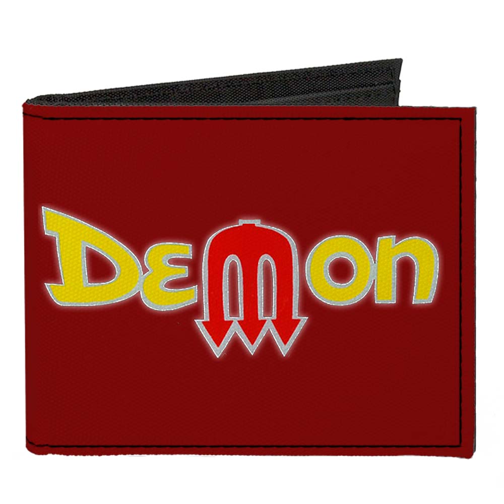 Vintage Dodge Demon Logo Burgundy & Yellow Canvas Bi-Fold Wallet