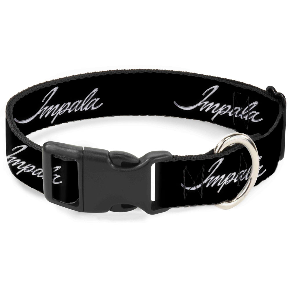 Impala Script Emblem Black & Silver Plastic Clip Collar