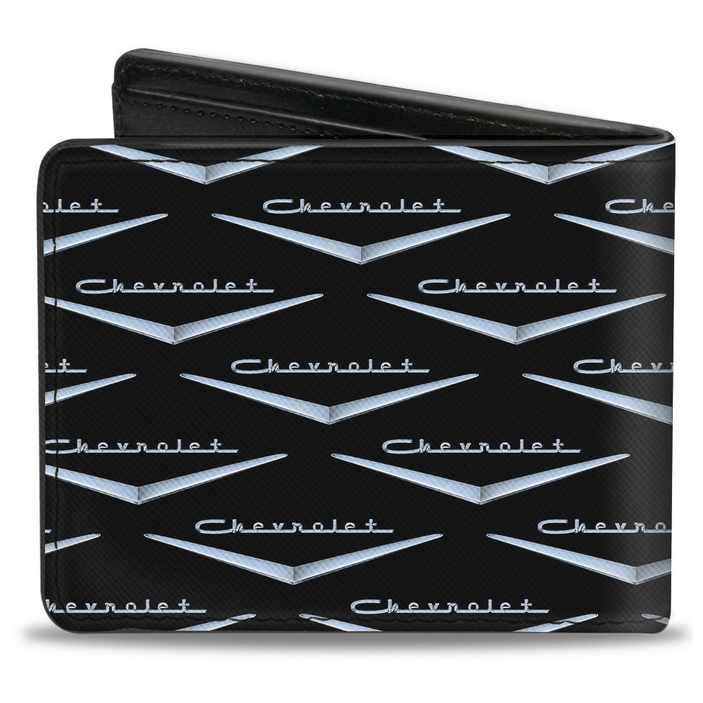 1955-1957 Chevrolet V Emblem Monogram Black & Silver Bi-Fold Wallet