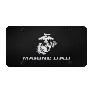 Marine Dad License Plate - Laser Etched Black