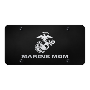 Marine Mom License Plate - Laser Etched Black