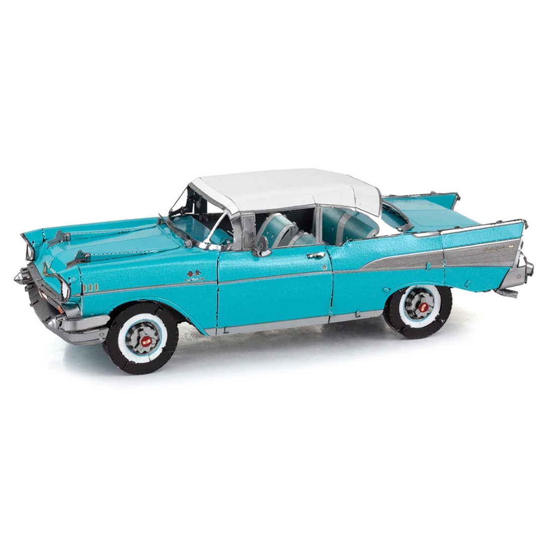 Model Kit 1957 Chevrolet Bel Air Turquoise with White Top (Challenging Difficulty) Steel Model