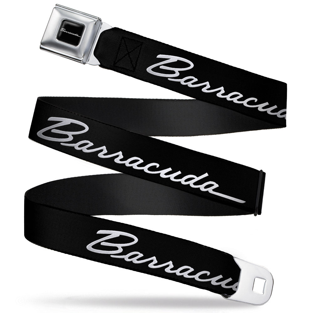 Plymouth Barracuda Script Logo Black & White Seatbelt Belt