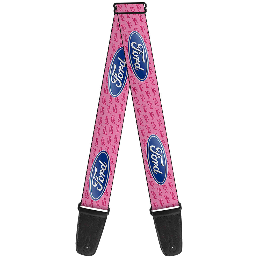 Ford Oval With Text Pink Guitar Strap