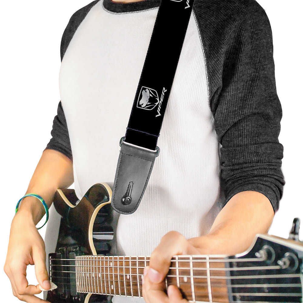 Dodge Viper Black Silver Logo - Guitar Strap