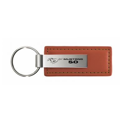 Mustang 5.0 Leather Key Fob in Brown
