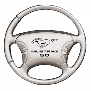 Mustang 5.0 Steering Wheel Key Fob - Silver