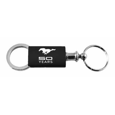 Mustang 50 Years Anodized Aluminum Valet Key Fob - Black