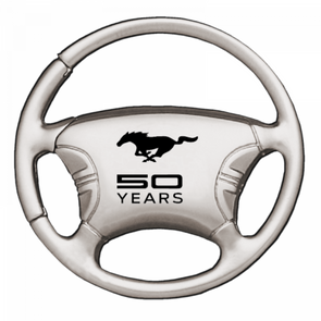 Mustang 50 Years Steering Wheel Key Fob - Silver