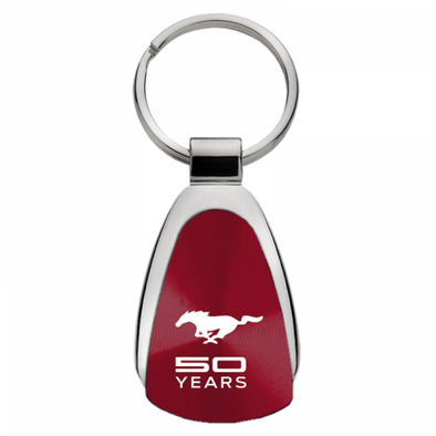 Mustang 50 Years Teardrop Key Fob - Burgundy