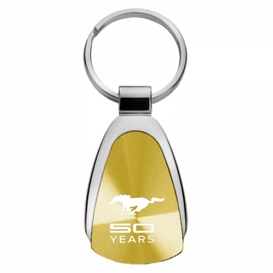 Mustang 50 Years Teardrop Key Fob - Gold