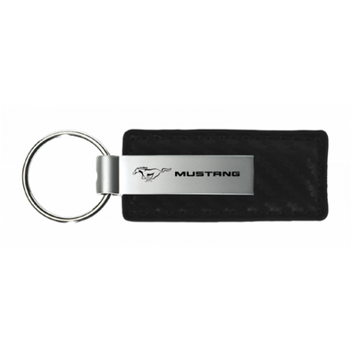 Mustang Carbon Fiber Leather Key Fob in Black