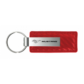Mustang Carbon Fiber Leather Key Fob in Red