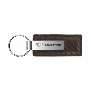 Mustang Carbon Fiber Leather Key Fob in Taupe