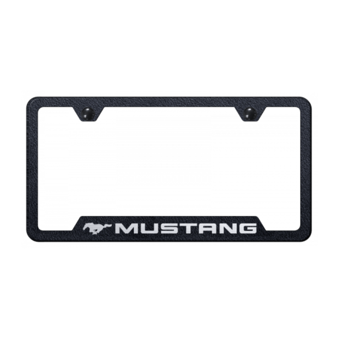 mustang-cut-out-frame-laser-etched-rugged-black-40859-classic-auto-store-online