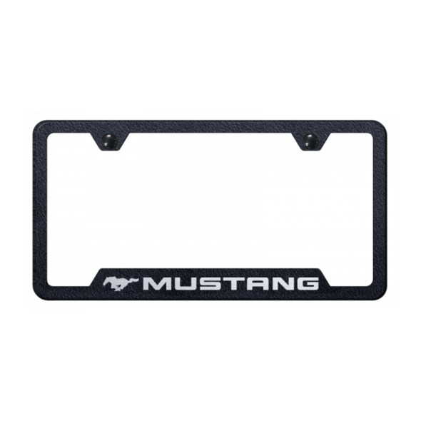 Mustang Cut-Out Frame - Laser Etched Rugged Black