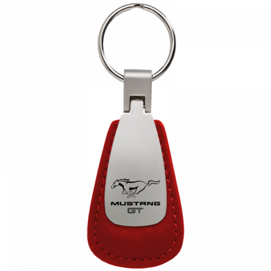 Mustang GT Leather Teardrop Key Fob - Red