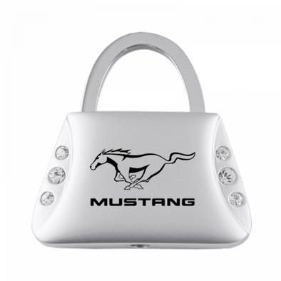 Mustang Jeweled Purse Key Fob - Silver