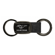 mustang-leather-tri-ring-key-fob-in-gun-metal-37690-classic-auto-store-online