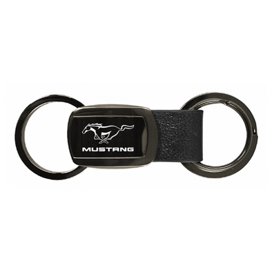 mustang-leather-tri-ring-key-fob-in-gun-metal-37690-classic-auto-store-online