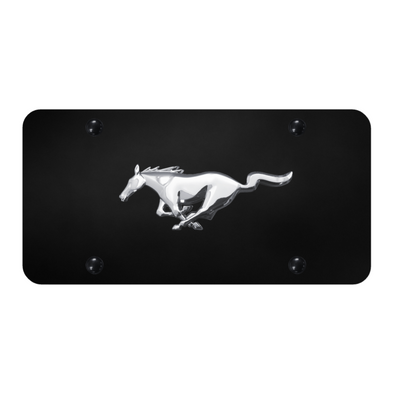 Mustang License Plate - Chrome on Black